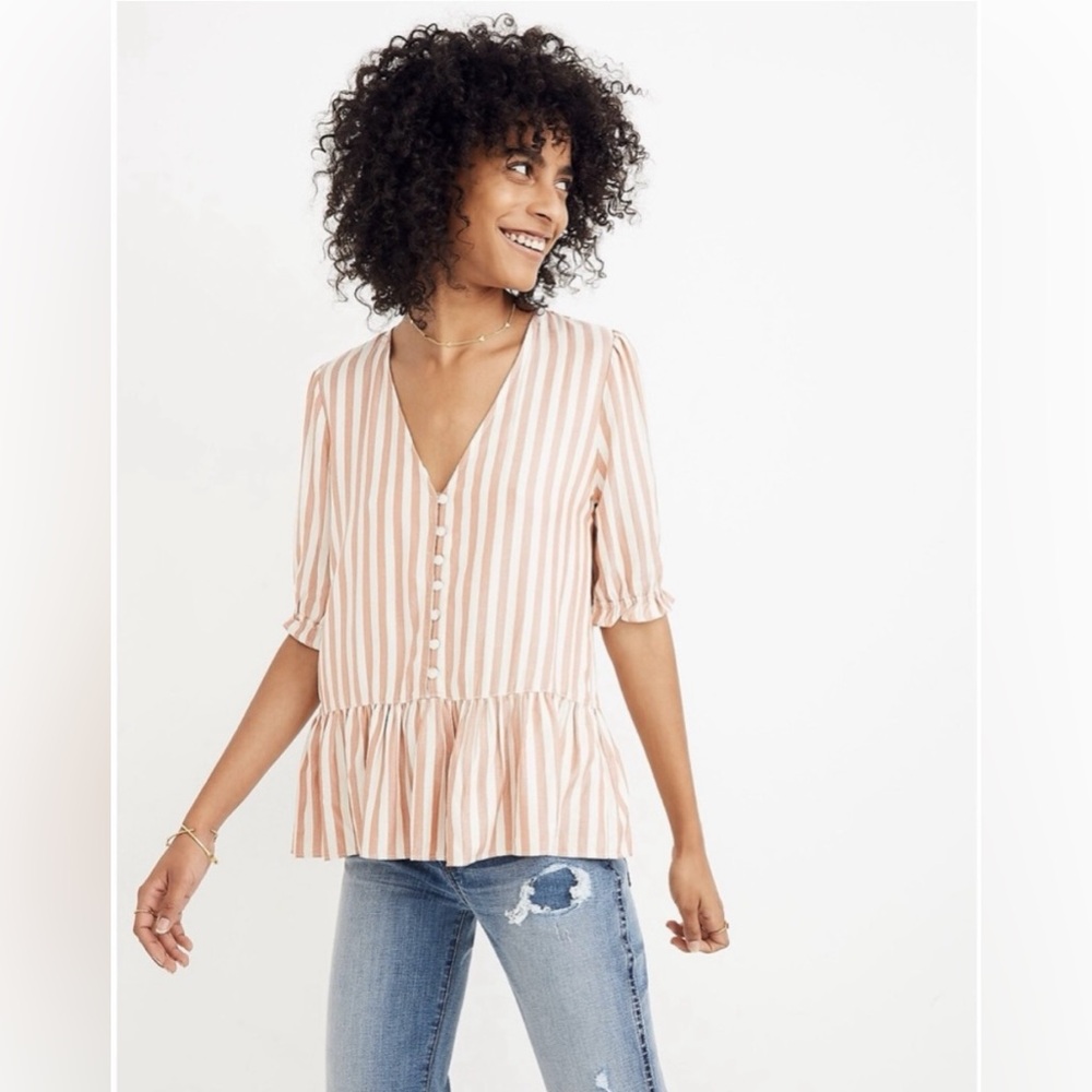 NWOT Madewell striped peplum blouse
